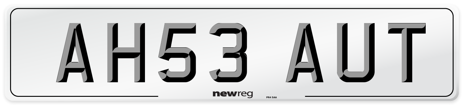 AH53 AUT Number Plate from New Reg